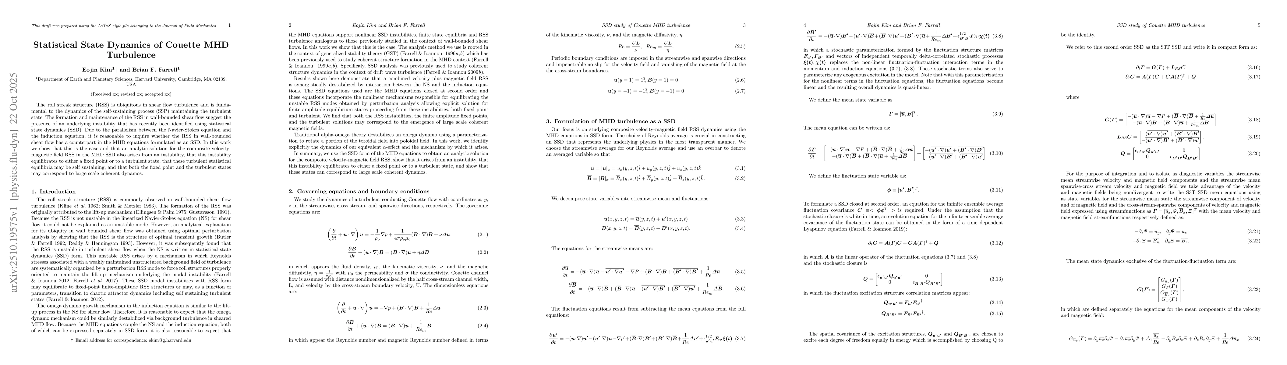 Thumbnail for Statistical State Dynamics of Couette MHD Turbulence