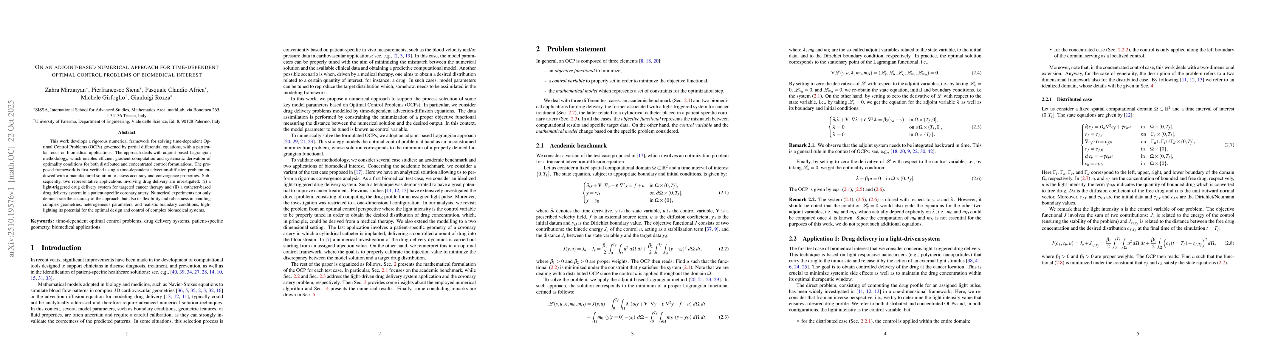 Thumbnail for On an adjoint-based numerical approach for time-dependent optimal
  control problems of biomedical interest