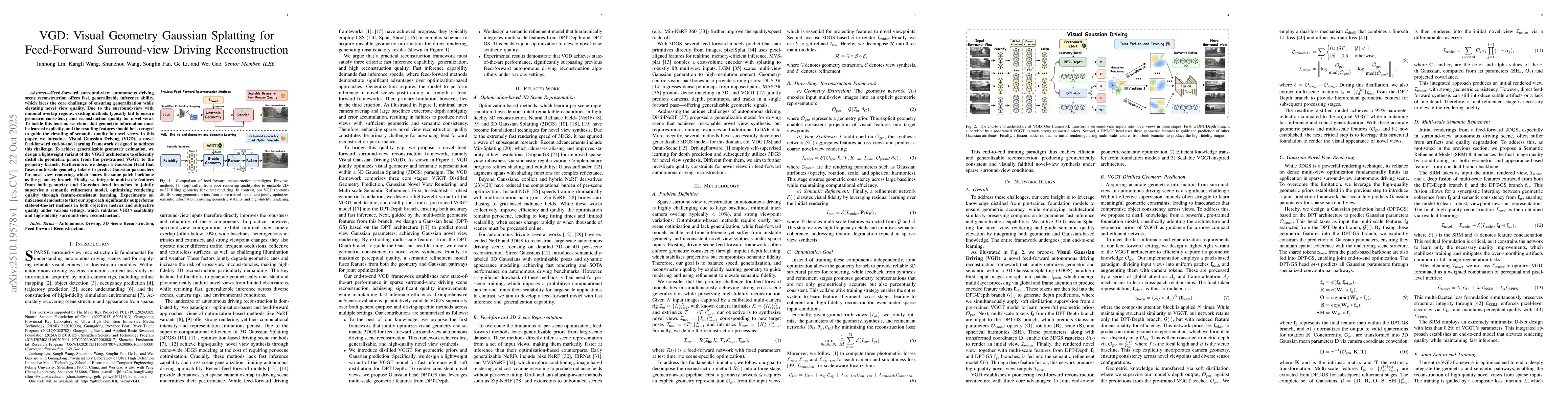 Thumbnail for VGD: Visual Geometry Gaussian Splatting for Feed-Forward Surround-view
  Driving Reconstruction