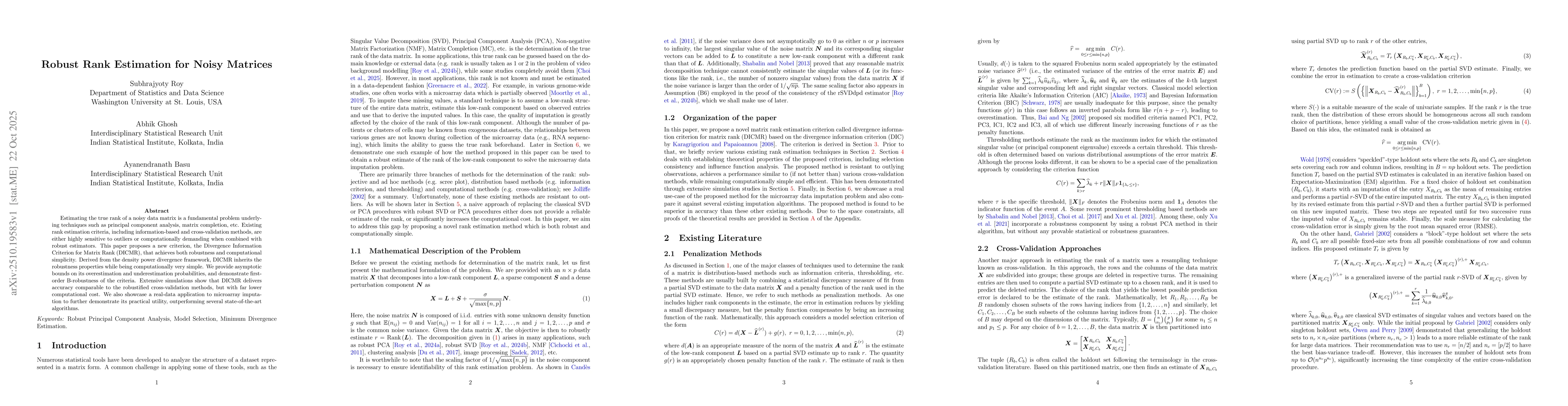 Thumbnail for Robust Rank Estimation for Noisy Matrices
