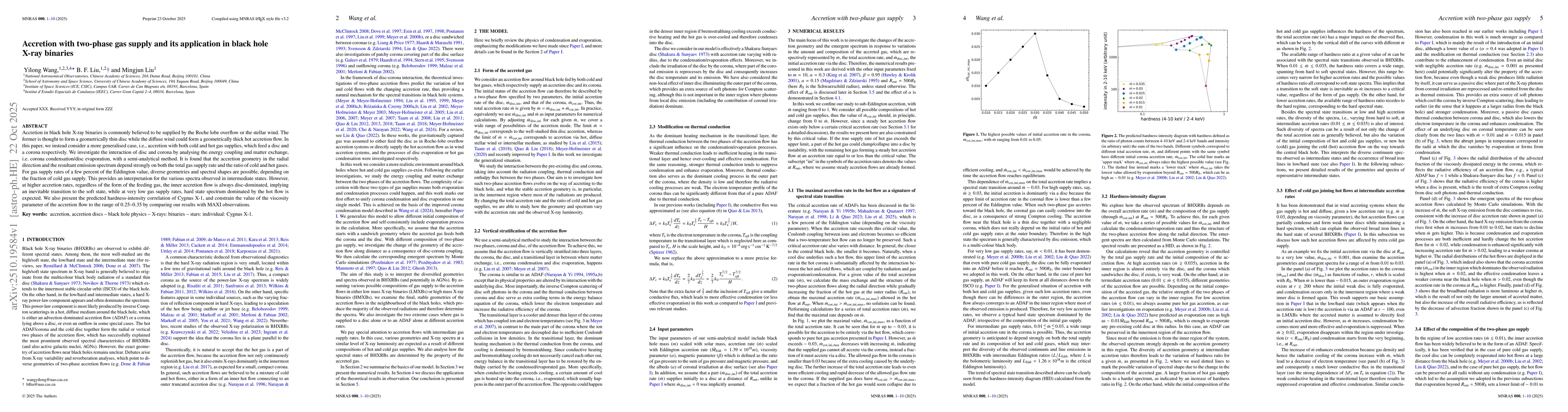 Thumbnail for Accretion with two-phase gas supply and its application in black hole
  X-ray binaries