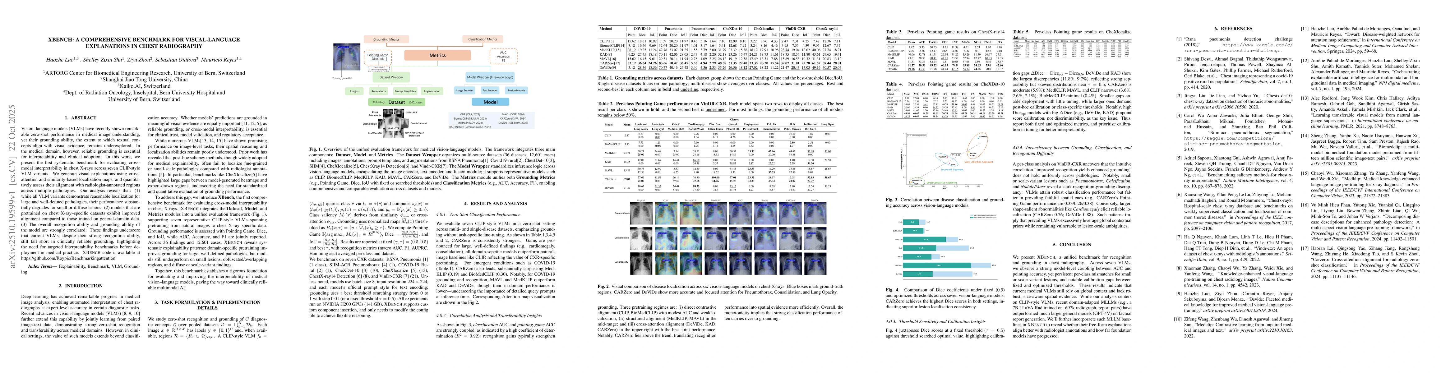 Thumbnail for XBench: A Comprehensive Benchmark for Visual-Language Explanations in
  Chest Radiography