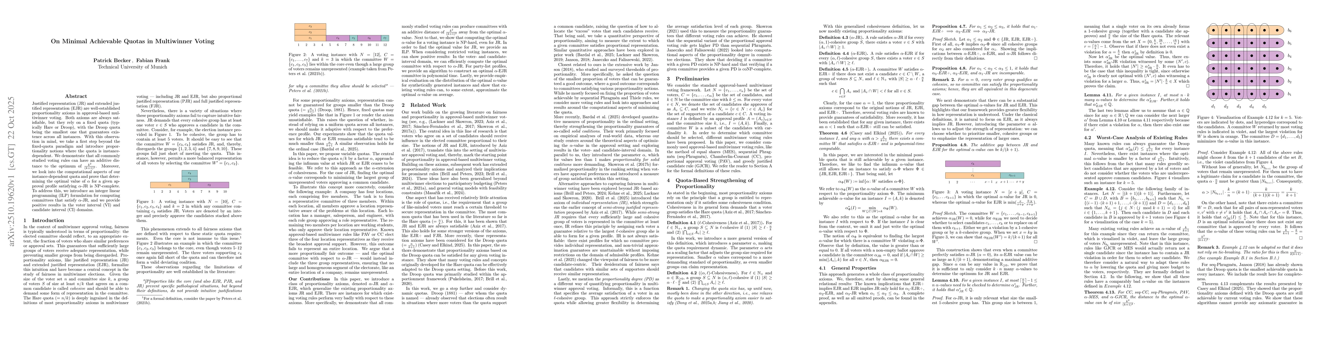 Thumbnail for On Minimal Achievable Quotas in Multiwinner Voting