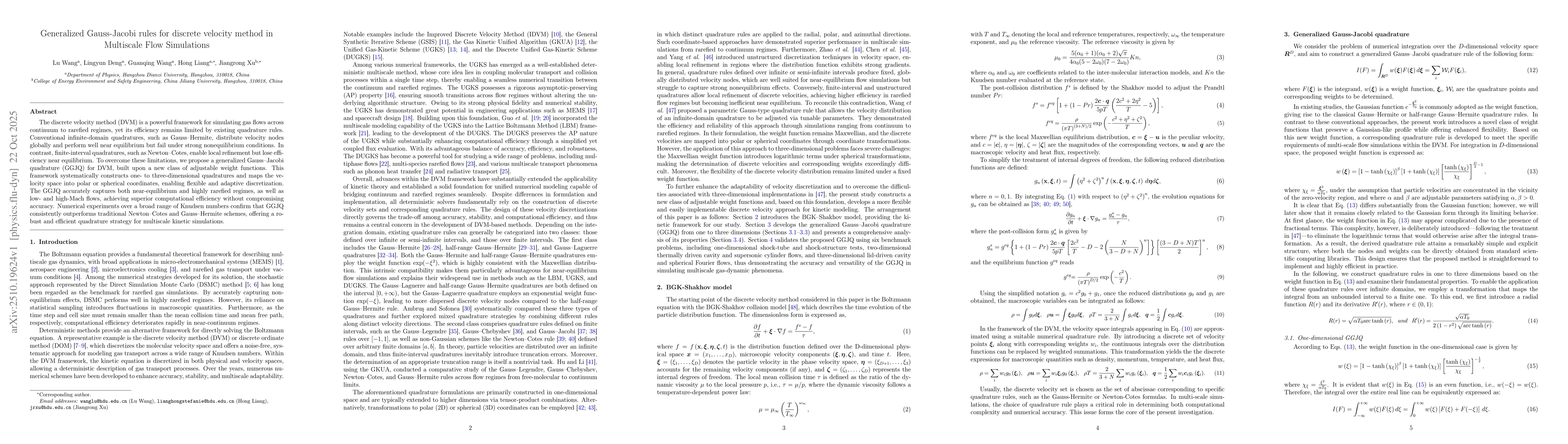 Thumbnail for Generalized Gauss-Jacobi rules for discrete velocity method in
  Multiscale Flow Simulations