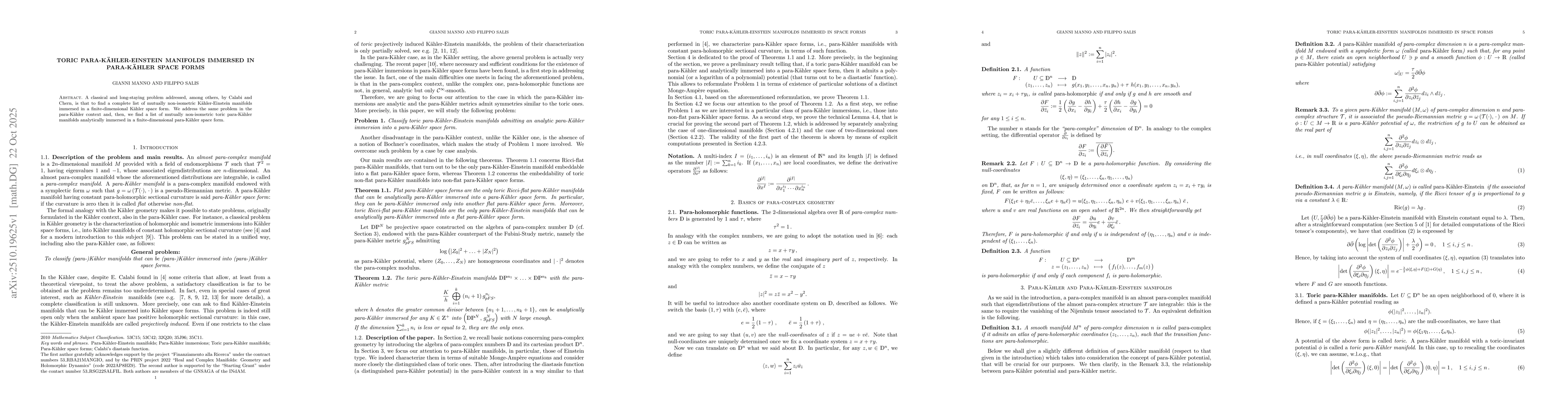 Thumbnail for Toric para-Kaehler-Einstein manifolds immersed in para-Kaehler space
  forms