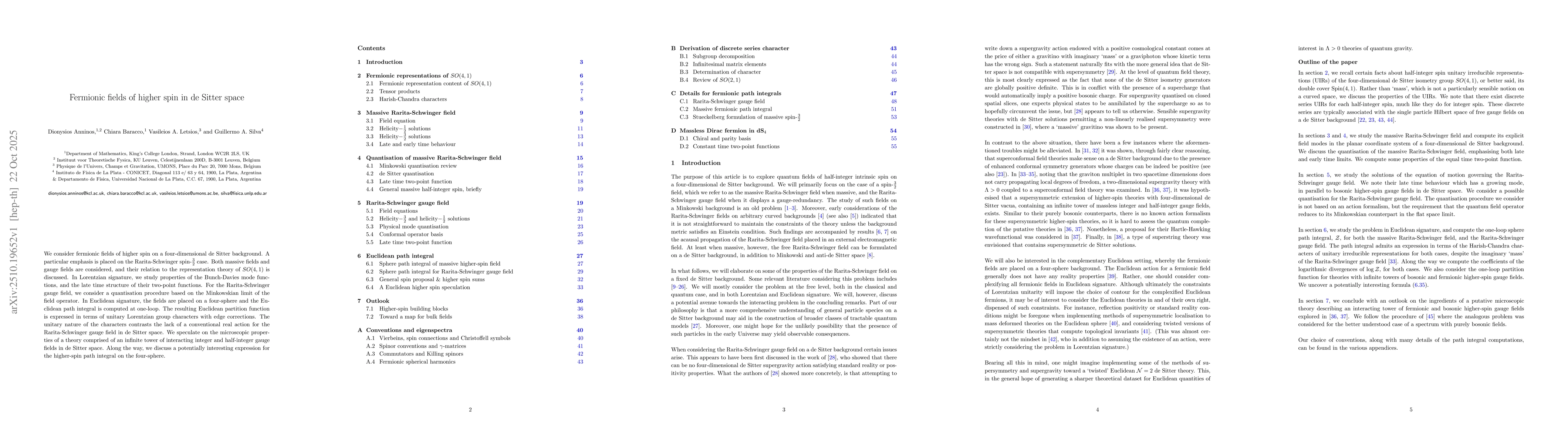 Thumbnail for Fermionic fields of higher spin in de Sitter space