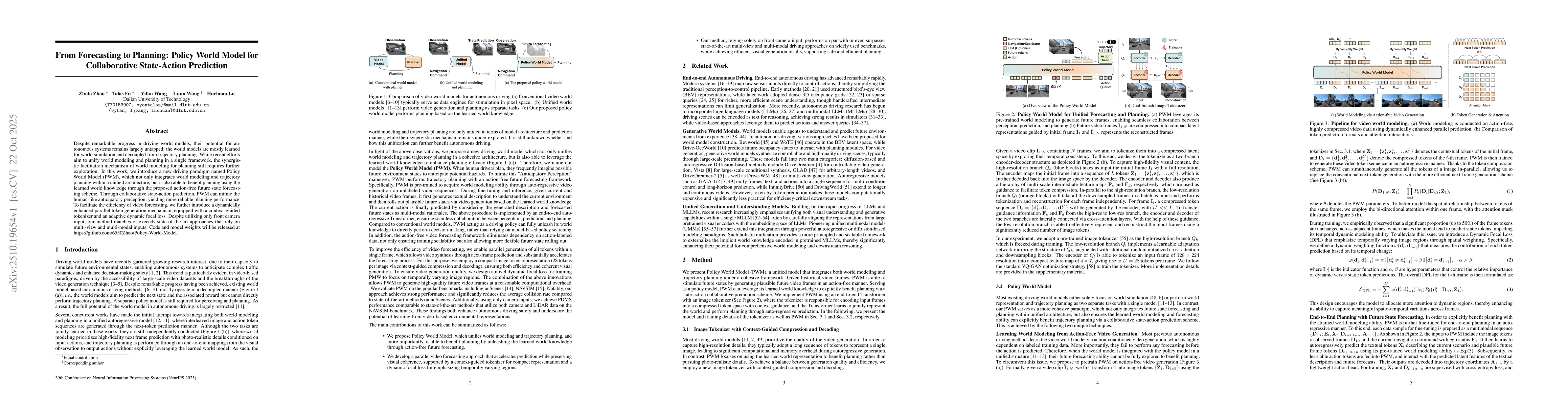 Thumbnail for From Forecasting to Planning: Policy World Model for Collaborative
  State-Action Prediction