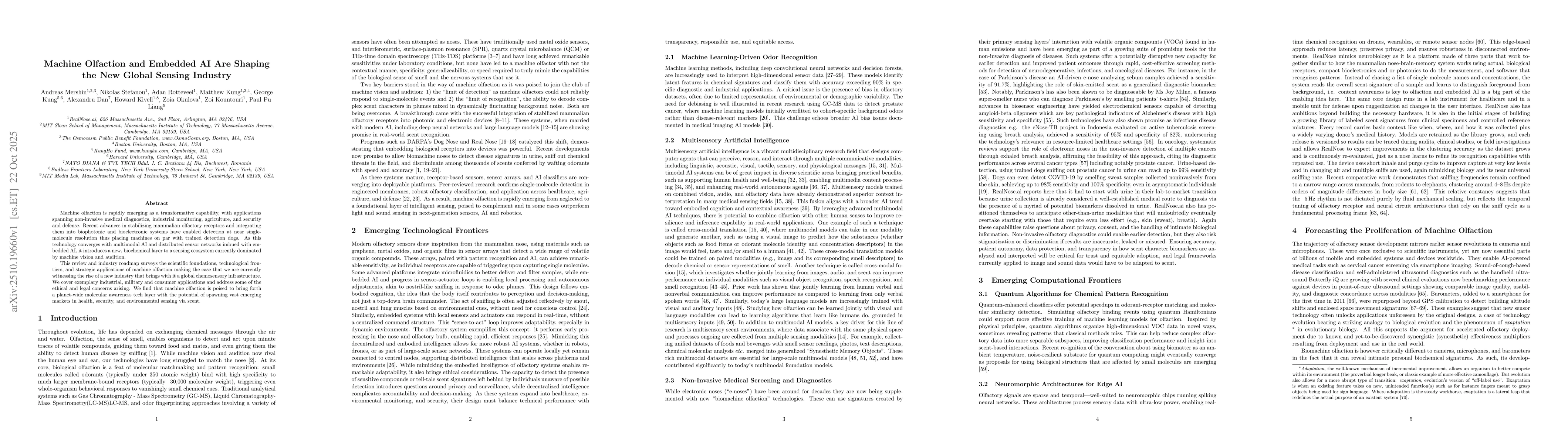 Thumbnail for Machine Olfaction and Embedded AI Are Shaping the New Global Sensing
  Industry