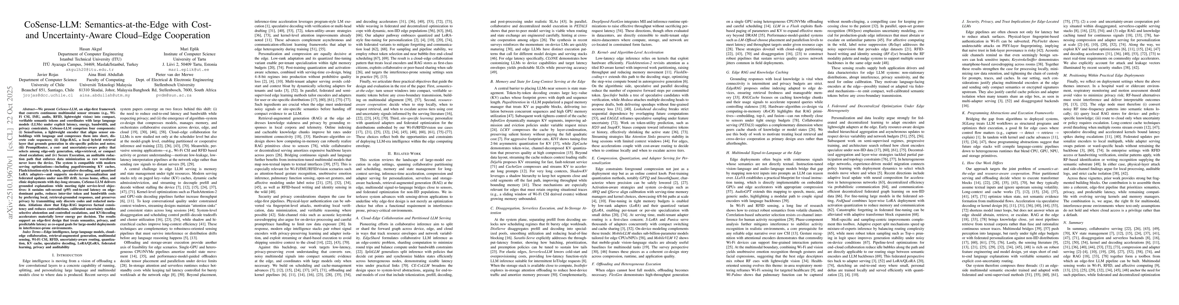 Thumbnail for CoSense-LLM: Semantics at the Edge with Cost- and Uncertainty-Aware
  Cloud-Edge Cooperation