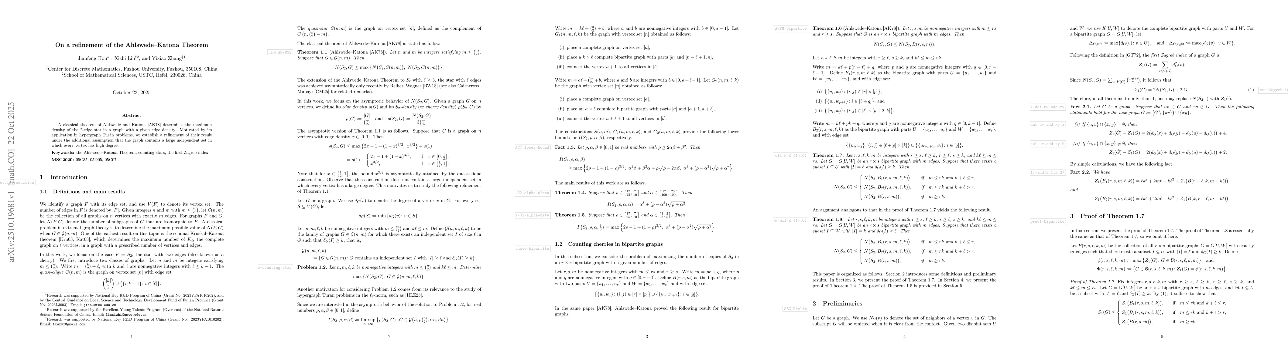 Thumbnail for On a refinement of the Ahlswede--Katona Theorem