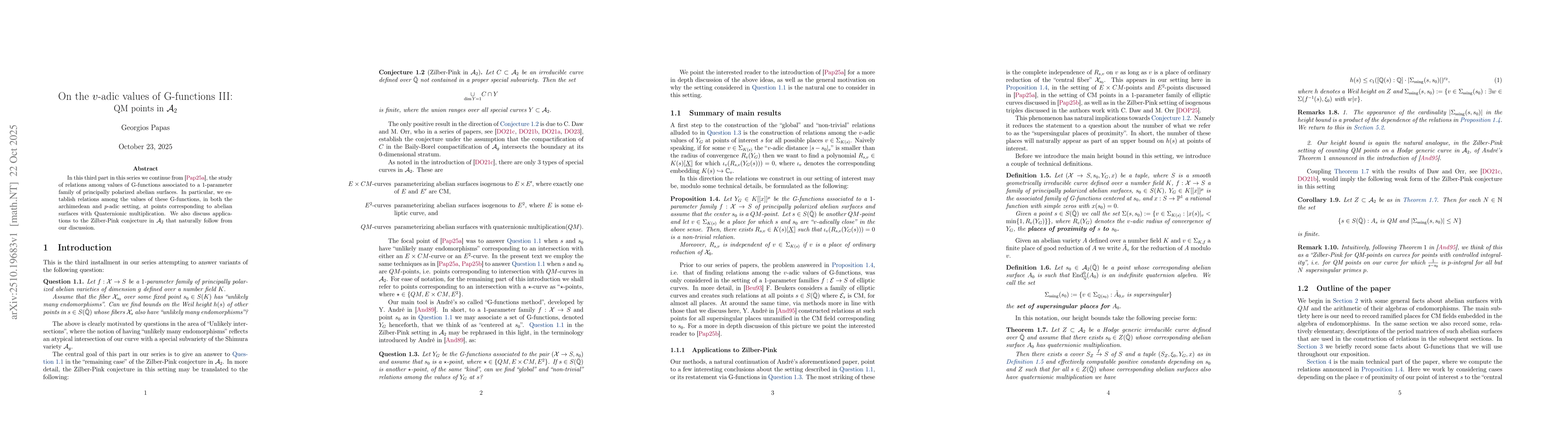 Thumbnail for On the $v$-adic values of G-functions III