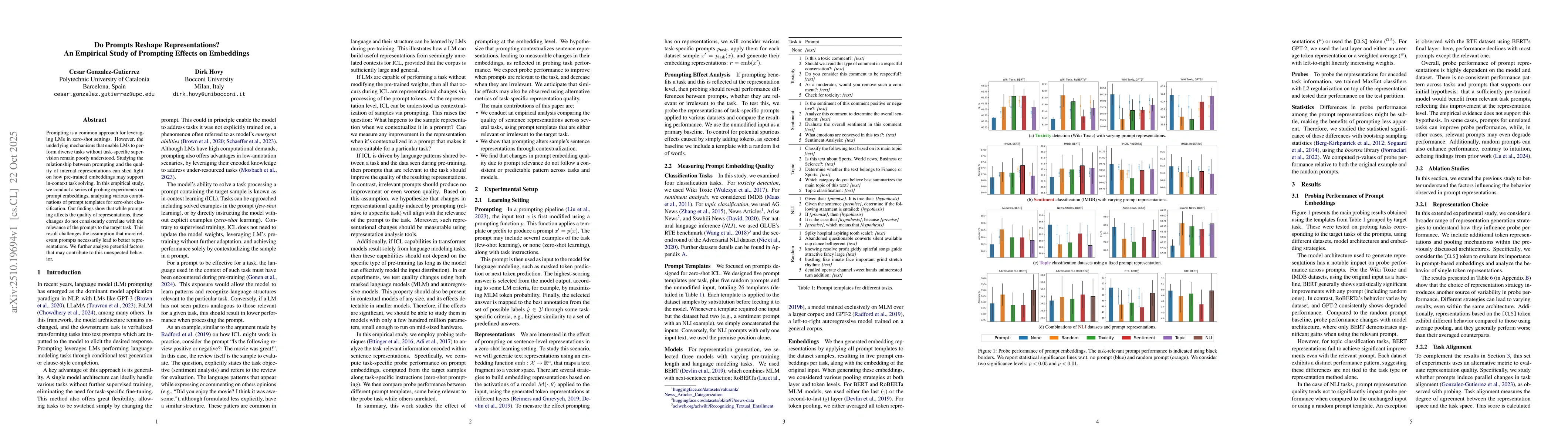 Thumbnail for Do Prompts Reshape Representations? An Empirical Study of Prompting
  Effects on Embeddings