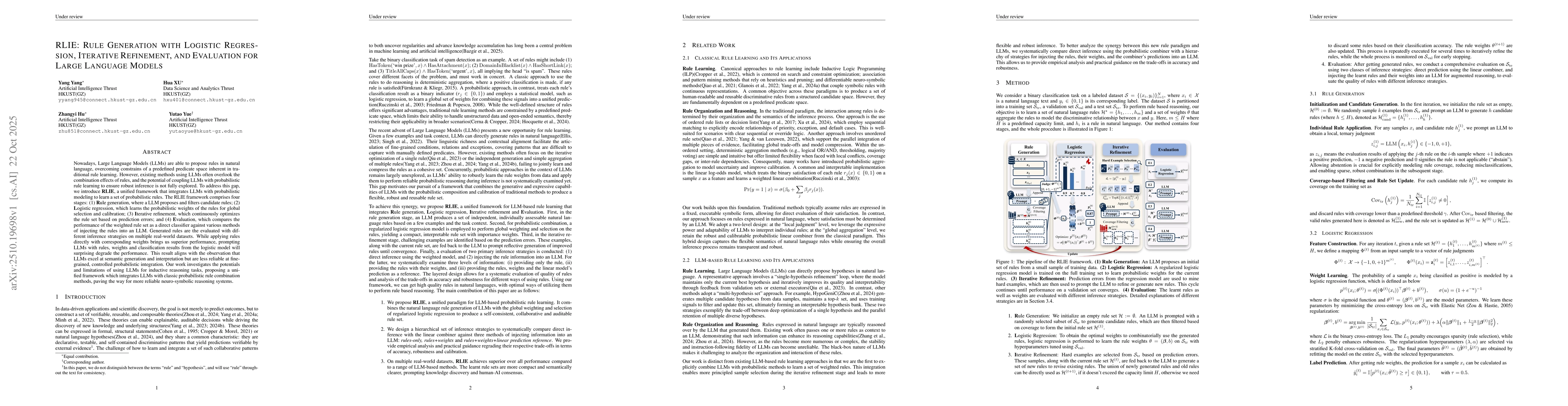 Thumbnail for RLIE: Rule Generation with Logistic Regression, Iterative Refinement,
  and Evaluation for Large Language Models
