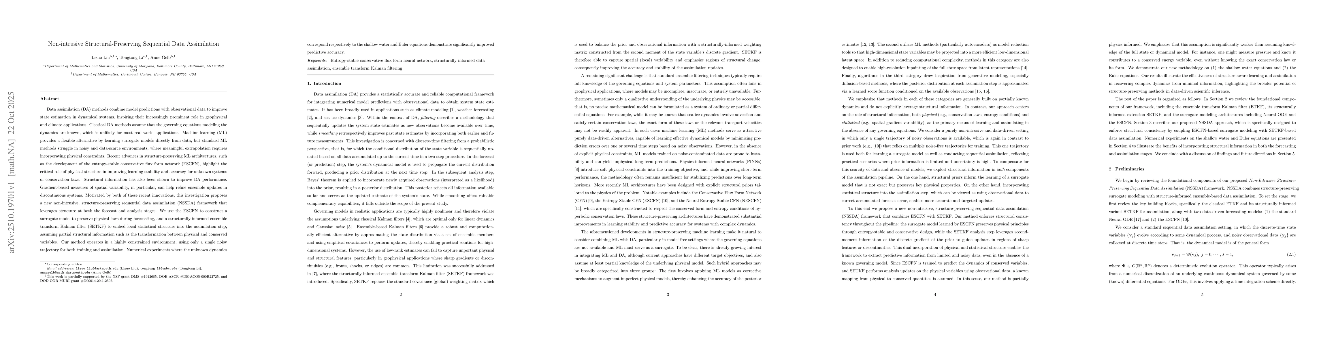 Thumbnail for Non-intrusive structural-preserving sequential data assimilation