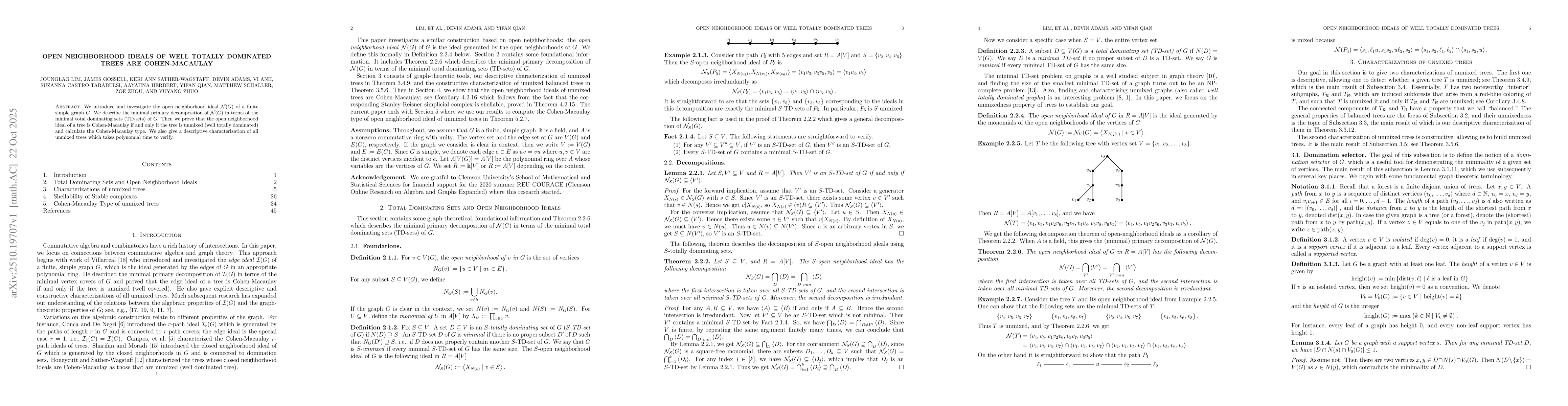 Thumbnail for Open Neighborhood Ideals of Well Totally Dominated Trees are
  Cohen-Macaulay