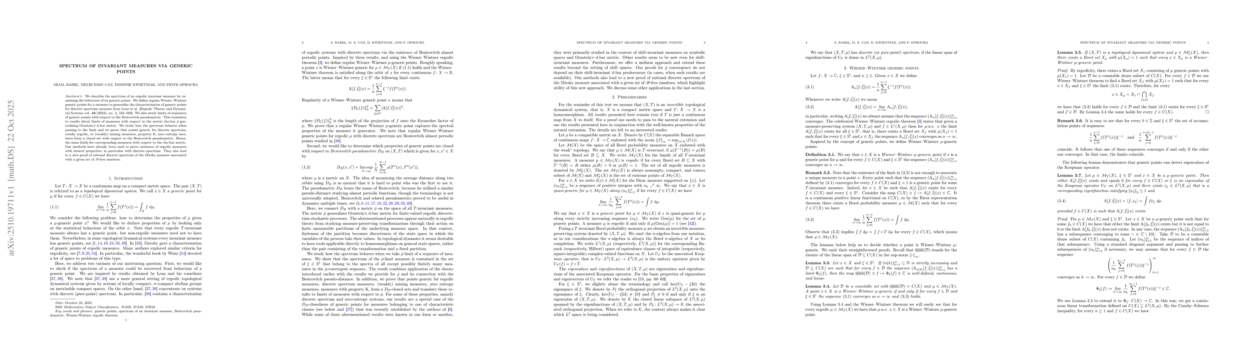 Thumbnail for Spectrum of invariant measures via generic points