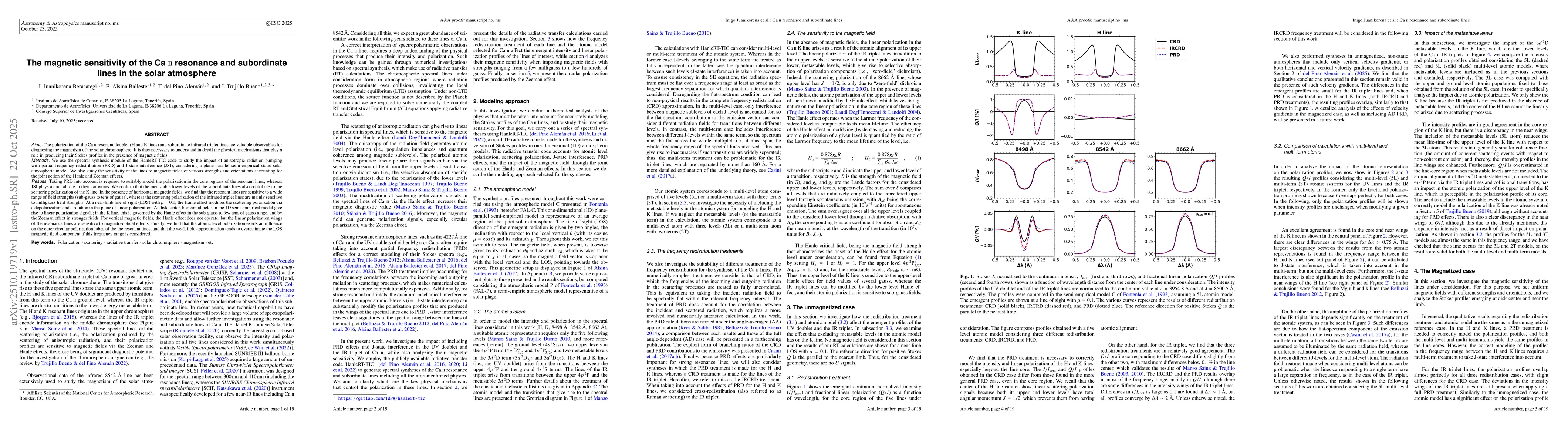 Thumbnail for The magnetic sensitivity of the Ca II resonance and subordinate lines in
  the solar atmosphere