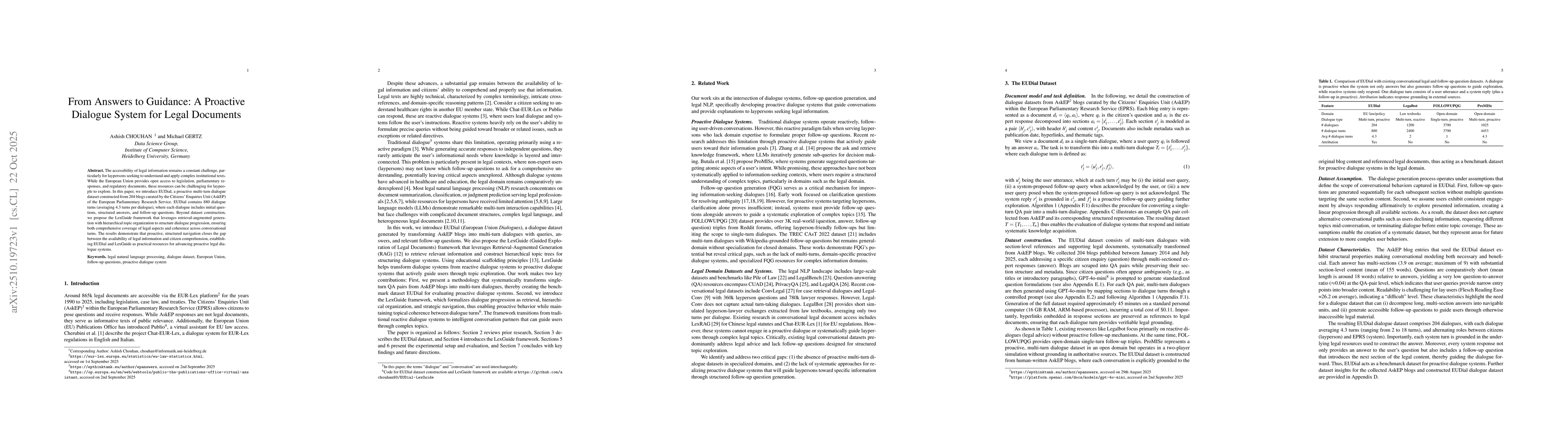 Thumbnail for From Answers to Guidance: A Proactive Dialogue System for Legal
  Documents