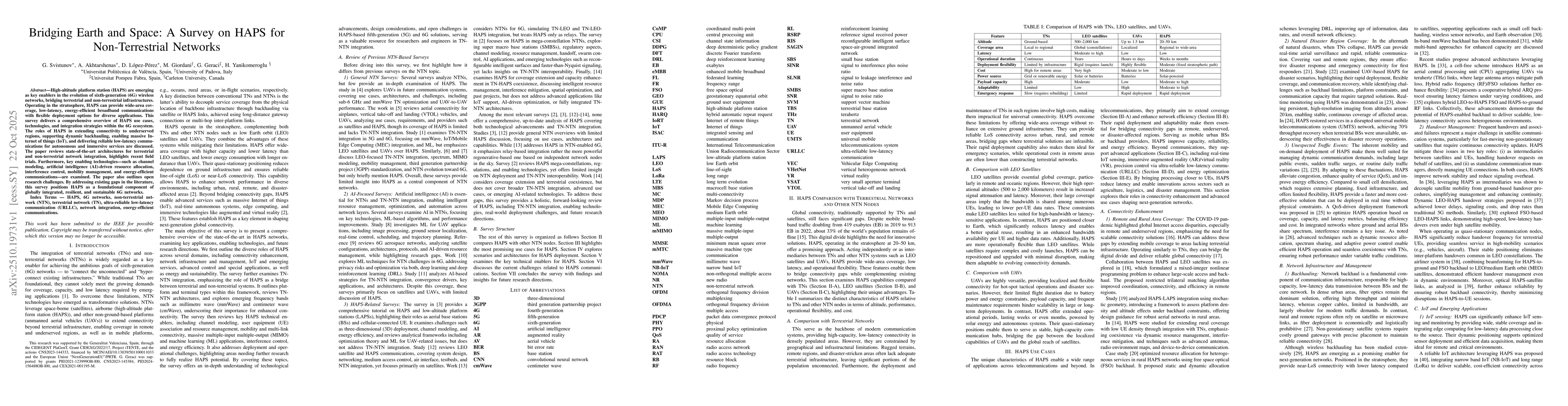 Thumbnail for Bridging Earth and Space: A Survey on HAPS for Non-Terrestrial Networks