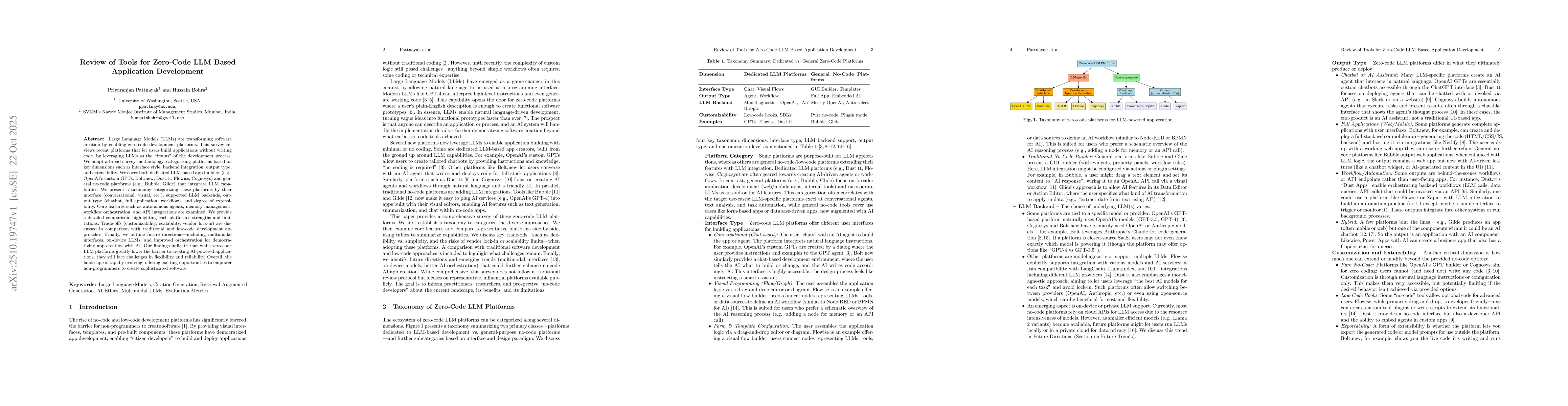 Thumbnail for Review of Tools for Zero-Code LLM Based Application Development