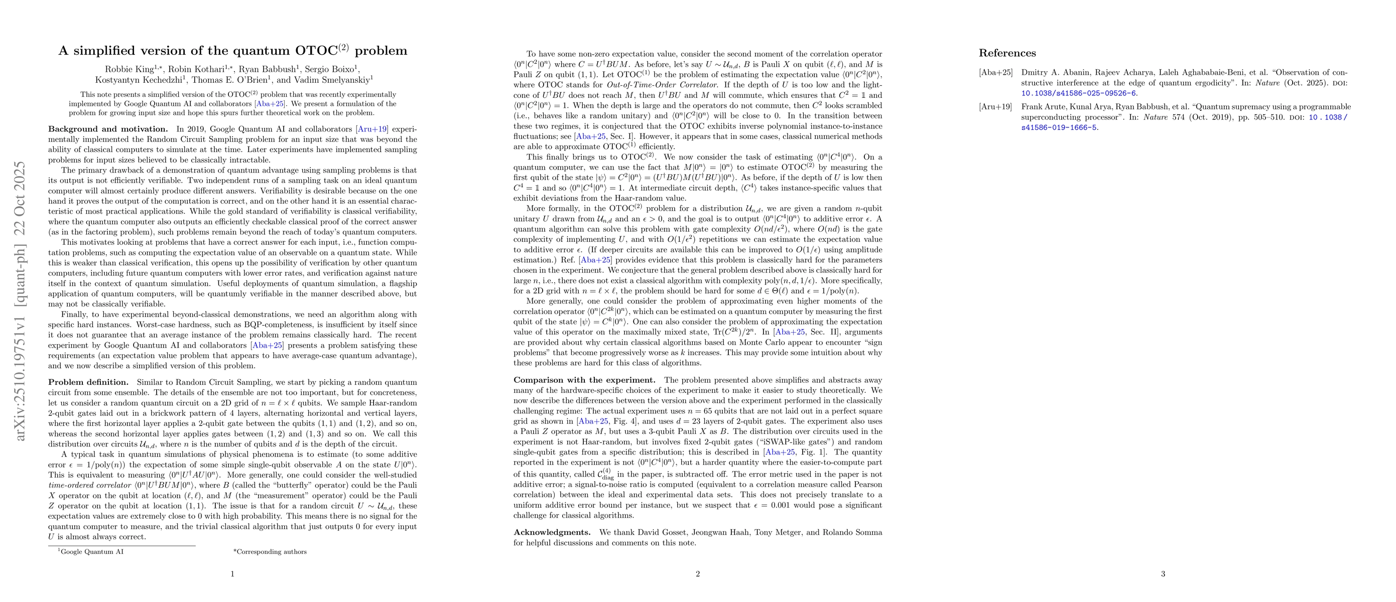 Thumbnail for A simplified version of the quantum OTOC$^{(2)}$ problem