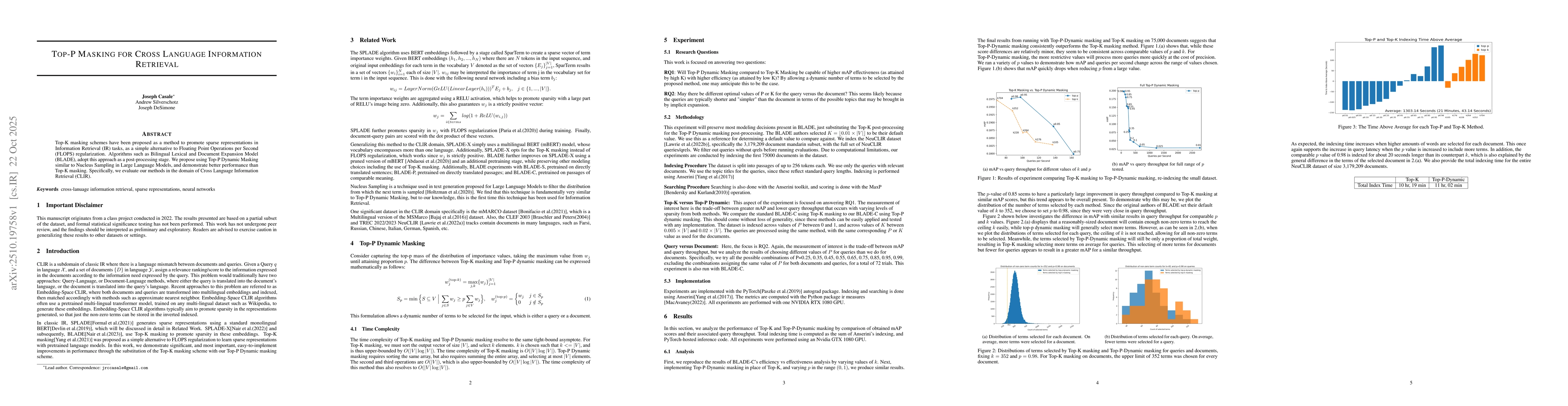 Thumbnail for Top-P Masking for Cross Language Information Retrieval