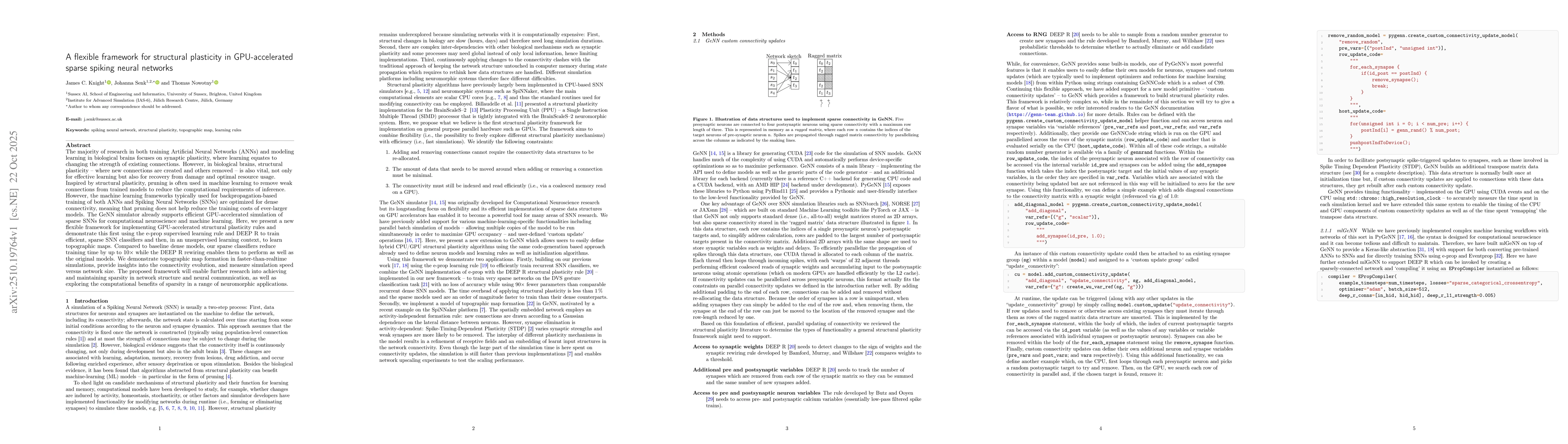 Thumbnail for A flexible framework for structural plasticity in GPU-accelerated sparse
  spiking neural networks
