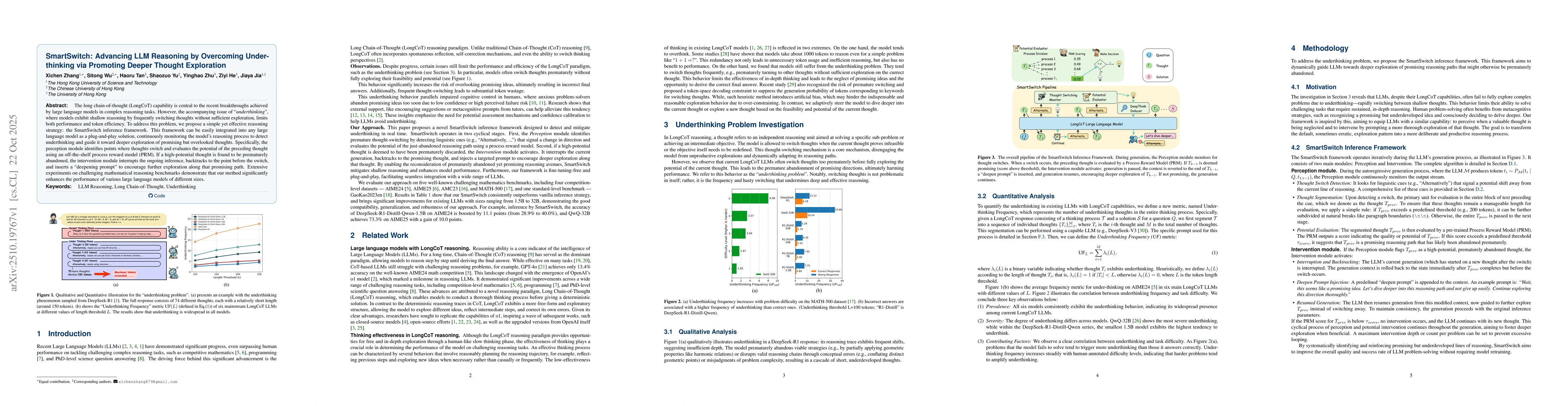 Thumbnail for SmartSwitch: Advancing LLM Reasoning by Overcoming Underthinking via
  Promoting Deeper Thought Exploration