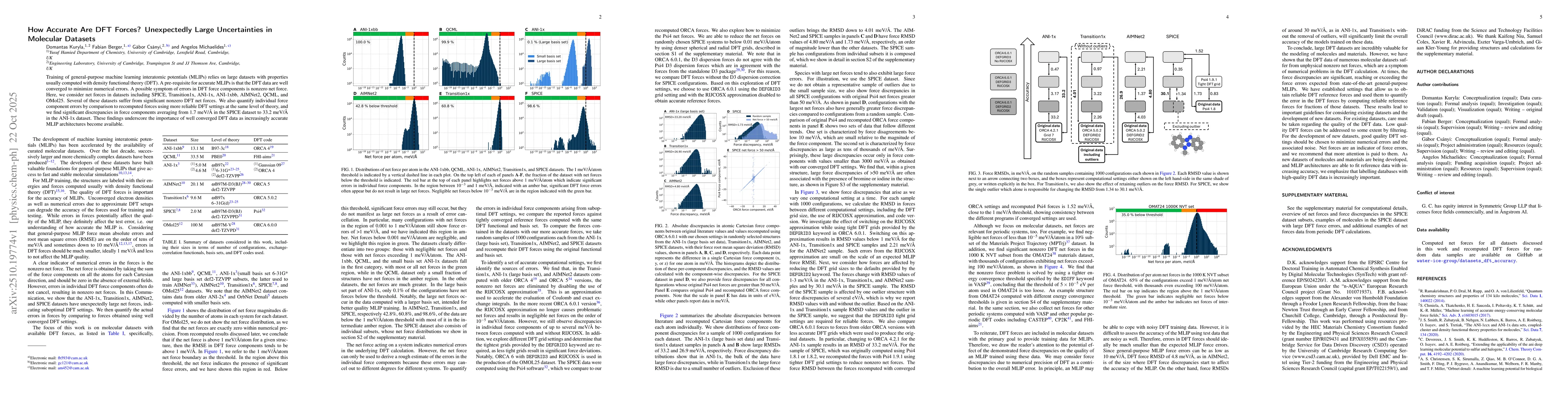 Thumbnail for How Accurate Are DFT Forces? Unexpectedly Large Uncertainties in
  Molecular Datasets