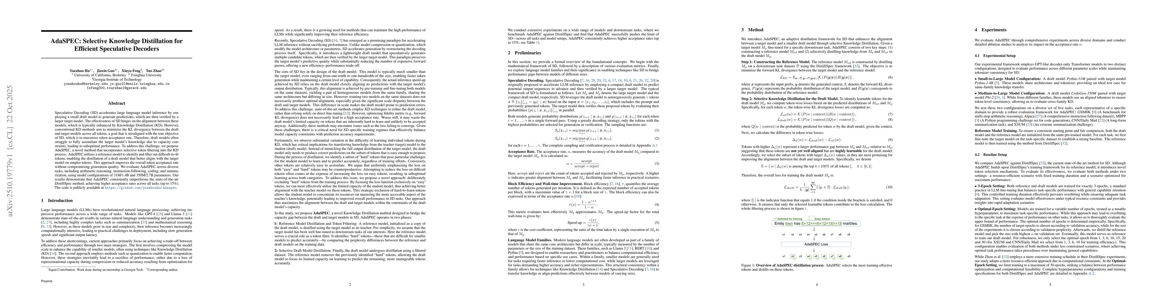 Thumbnail for AdaSPEC: Selective Knowledge Distillation for Efficient Speculative
  Decoders