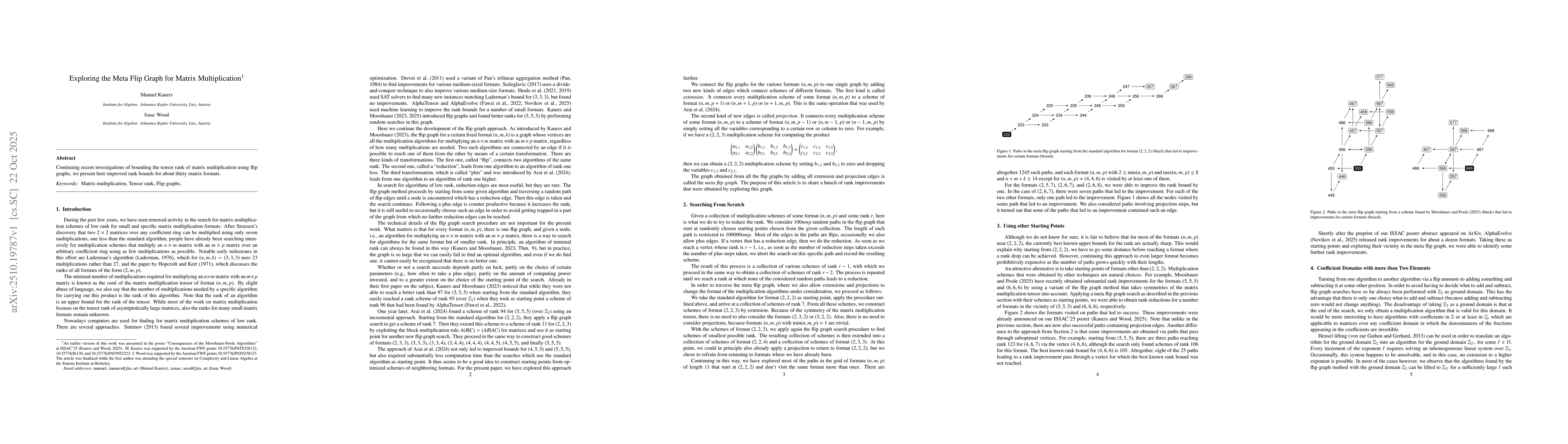 Thumbnail for Exploring the Meta Flip Graph for Matrix Multiplication