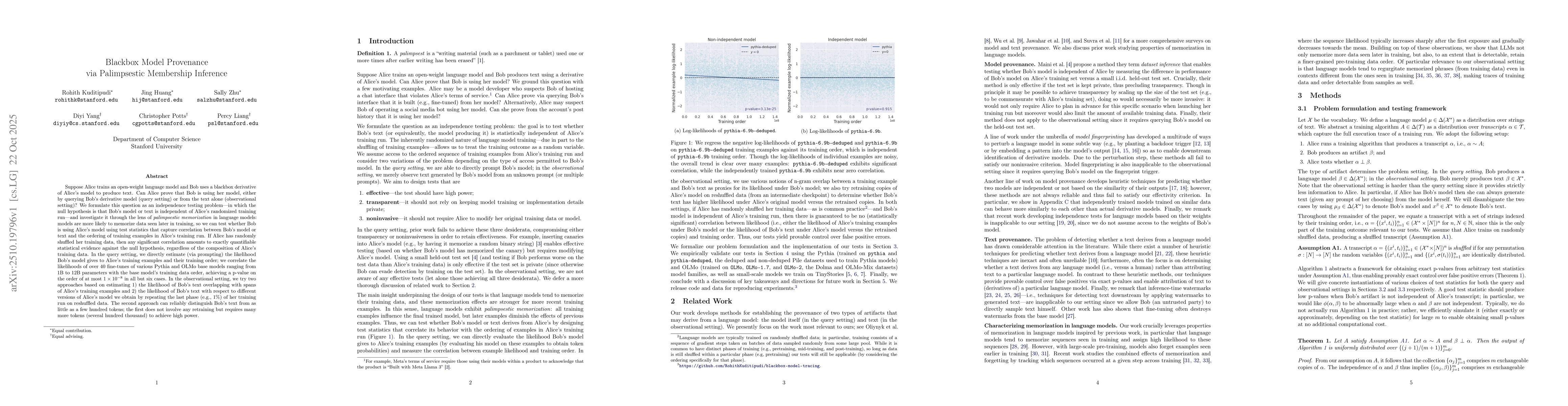 Thumbnail for Blackbox Model Provenance via Palimpsestic Membership Inference