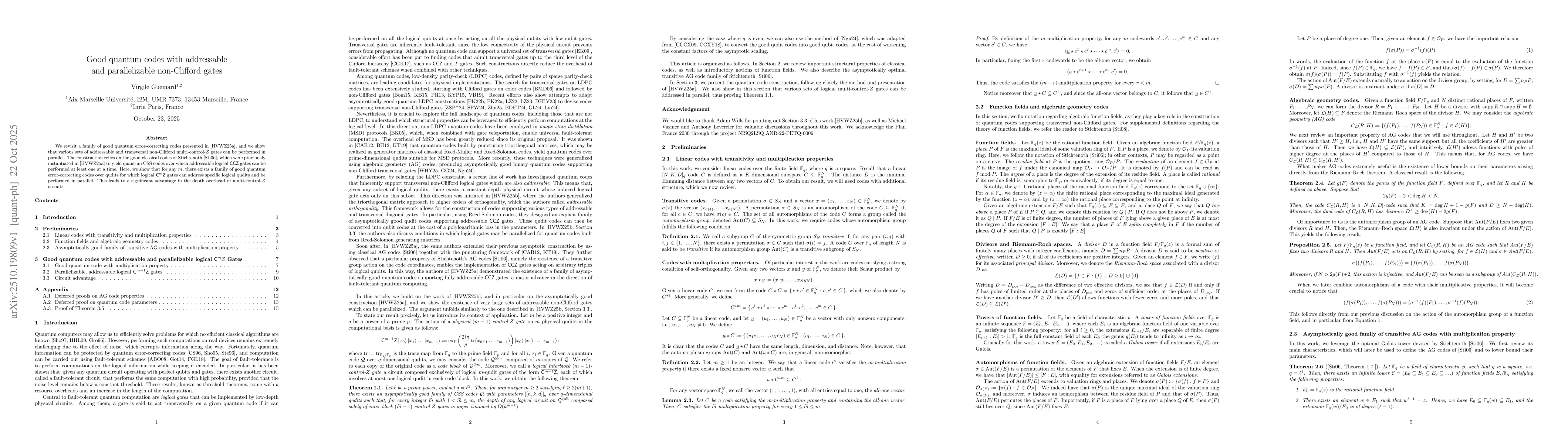 Thumbnail for Good quantum codes with addressable and parallelizable non-Clifford
  gates