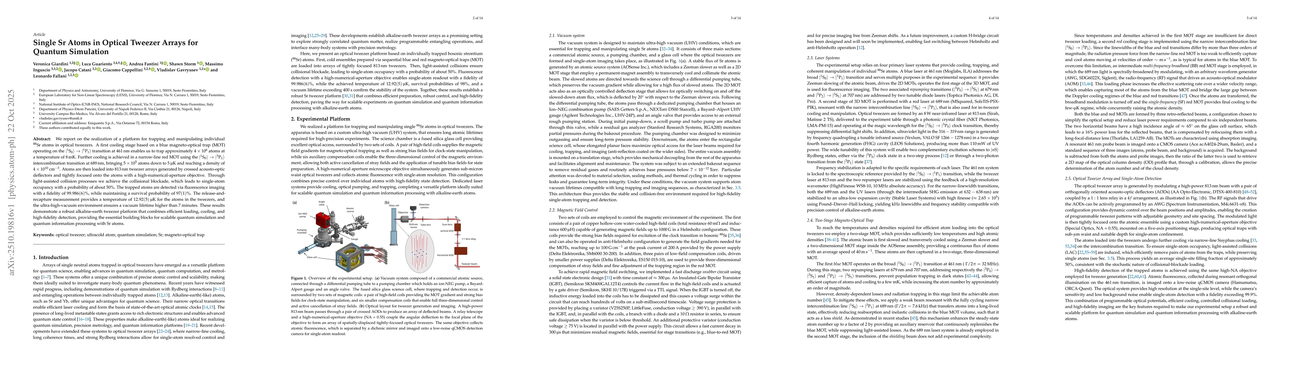 Thumbnail for Single Sr Atoms in Optical Tweezer Arrays for Quantum Simulation