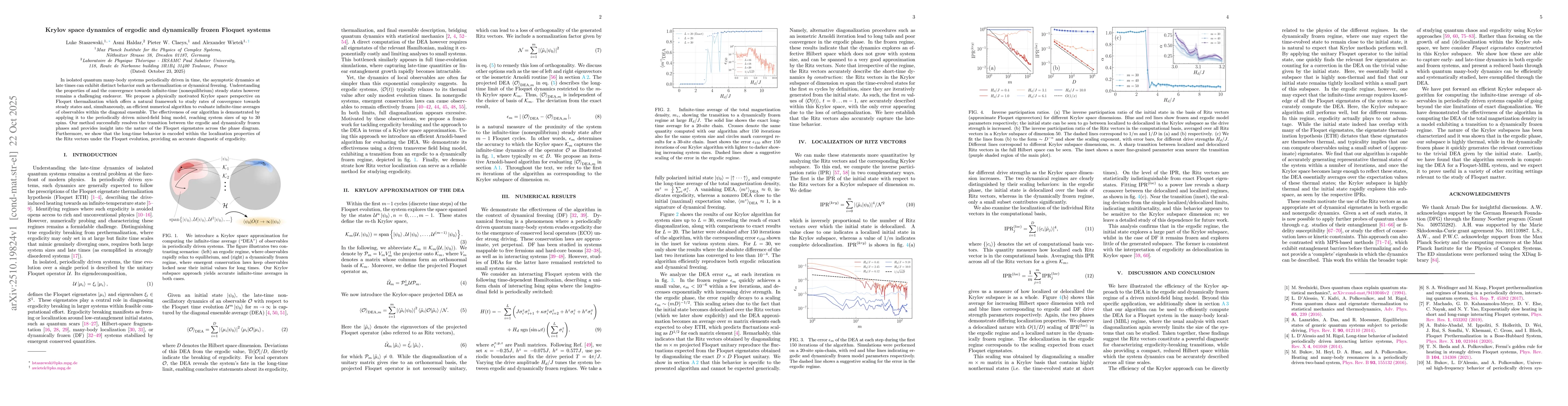 Thumbnail for Krylov space dynamics of ergodic and dynamically frozen Floquet systems