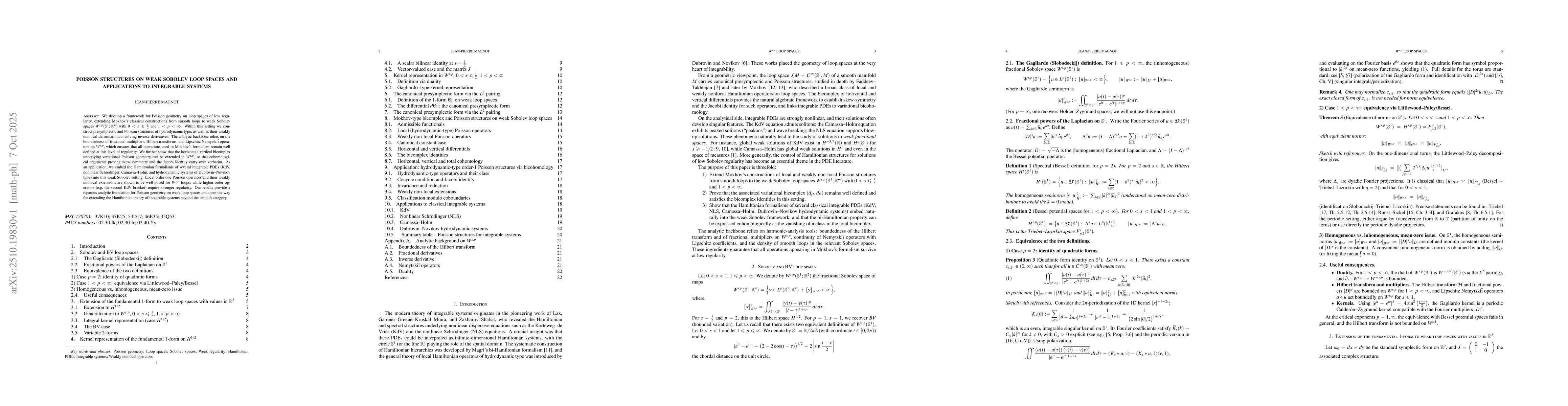 Thumbnail for Poisson structures on weak Sobolev loop spaces and applications to
  integrable systems