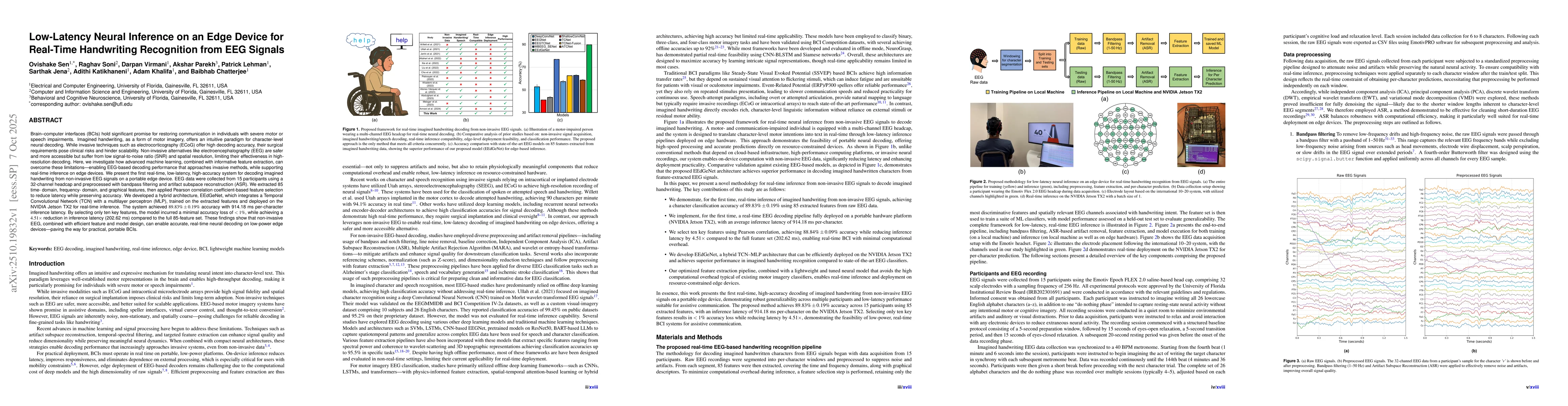 Thumbnail for Low-Latency Neural Inference on an Edge Device for Real-Time Handwriting
  Recognition from EEG Signals