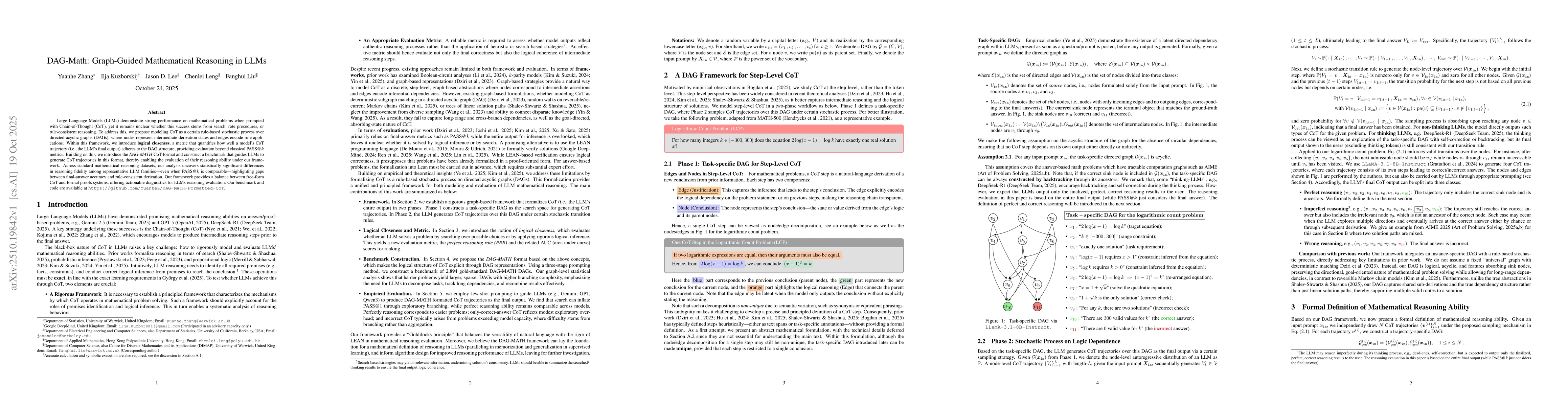 Thumbnail for DAG-Math: Graph-Guided Mathematical Reasoning in LLMs