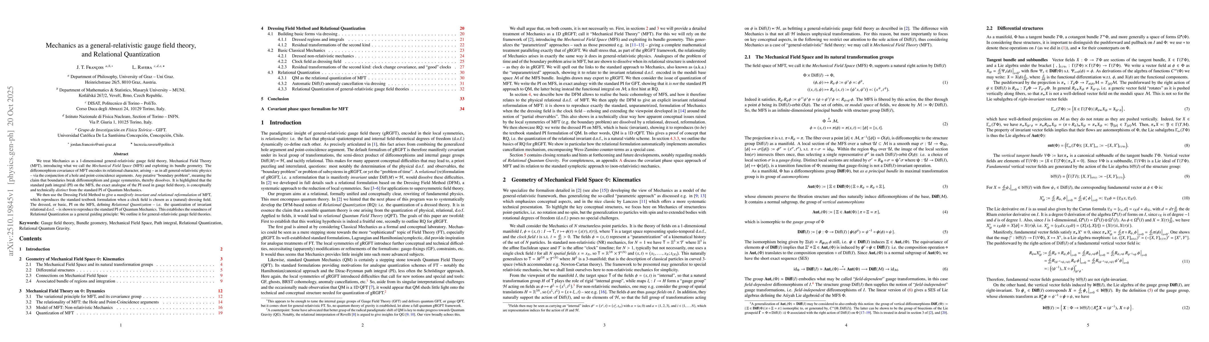 Thumbnail for Mechanics as a general-relativistic gauge field theory, and Relational
  Quantization
