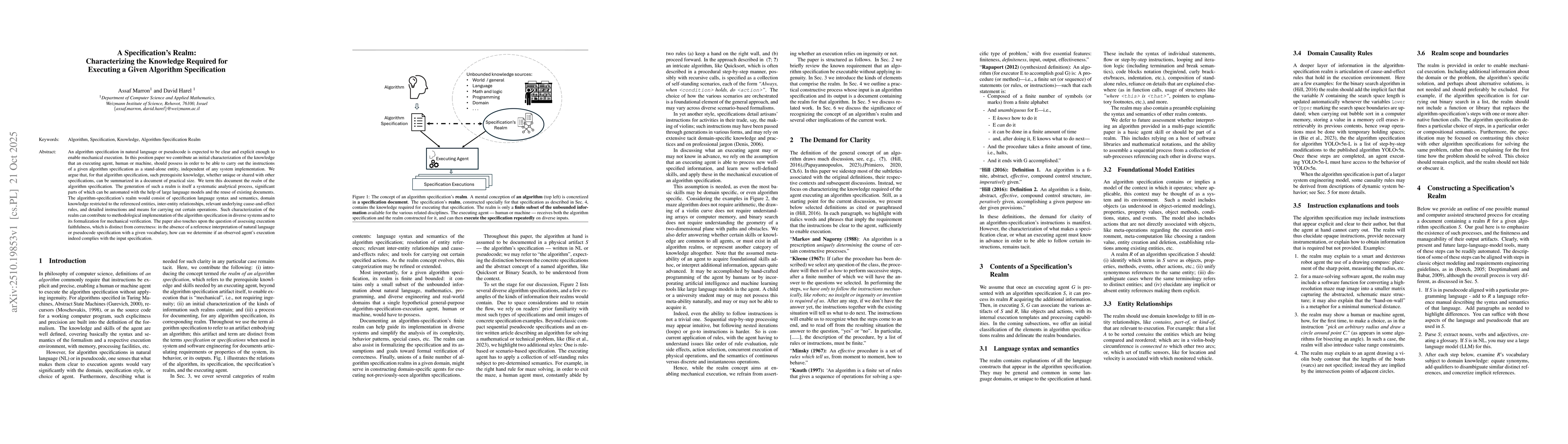 Thumbnail for A Specification's Realm: Characterizing the Knowledge Required for
  Executing a Given Algorithm Specification