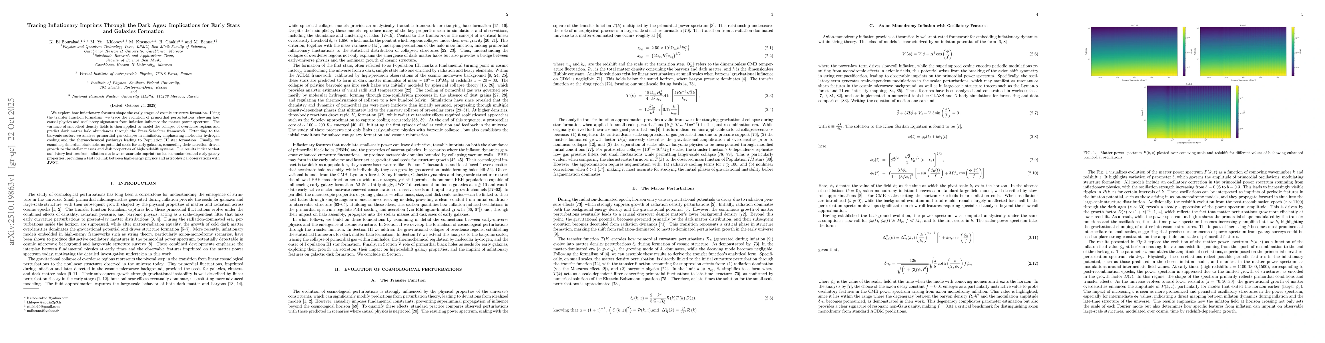 Thumbnail for Tracing Inflationary Imprints Through the Dark Ages: Implications for
  Early Stars and Galaxies Formation