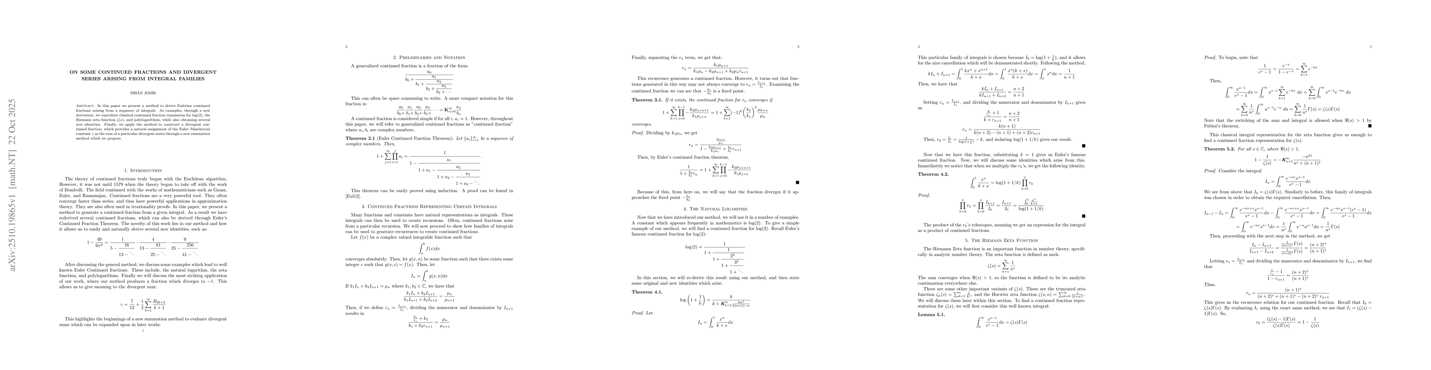 Thumbnail for On Some Continued Fractions and Divergent Series Arising From Integral
  Families