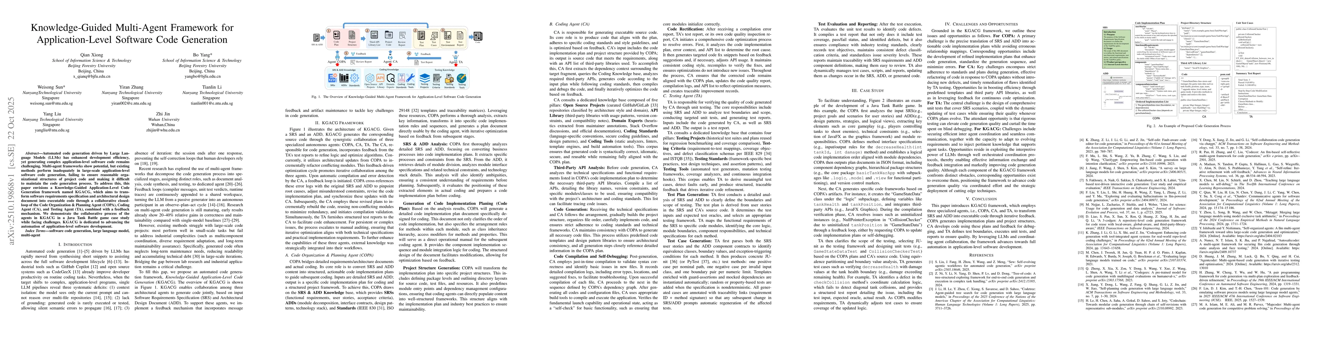 Thumbnail for Knowledge-Guided Multi-Agent Framework for Application-Level Software
  Code Generation
