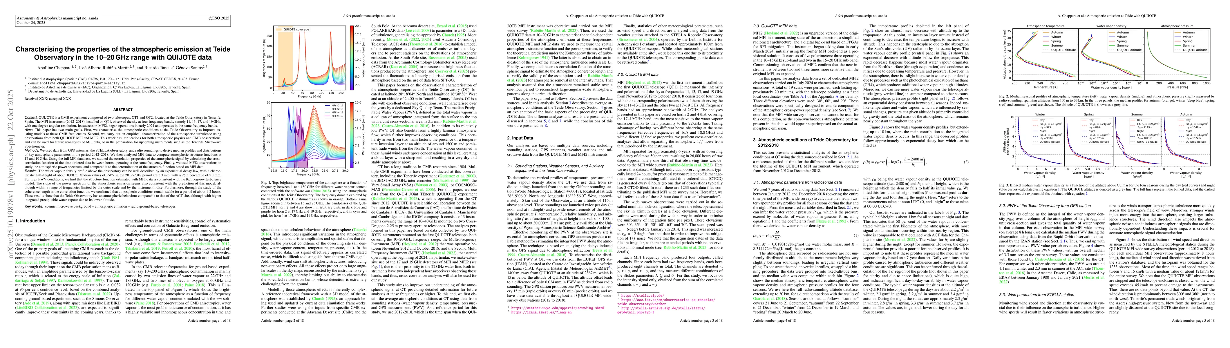 Thumbnail for Characterising the properties of the atmospheric emission at Teide
  Observatory in the 10-20 GHz range with QUIJOTE data