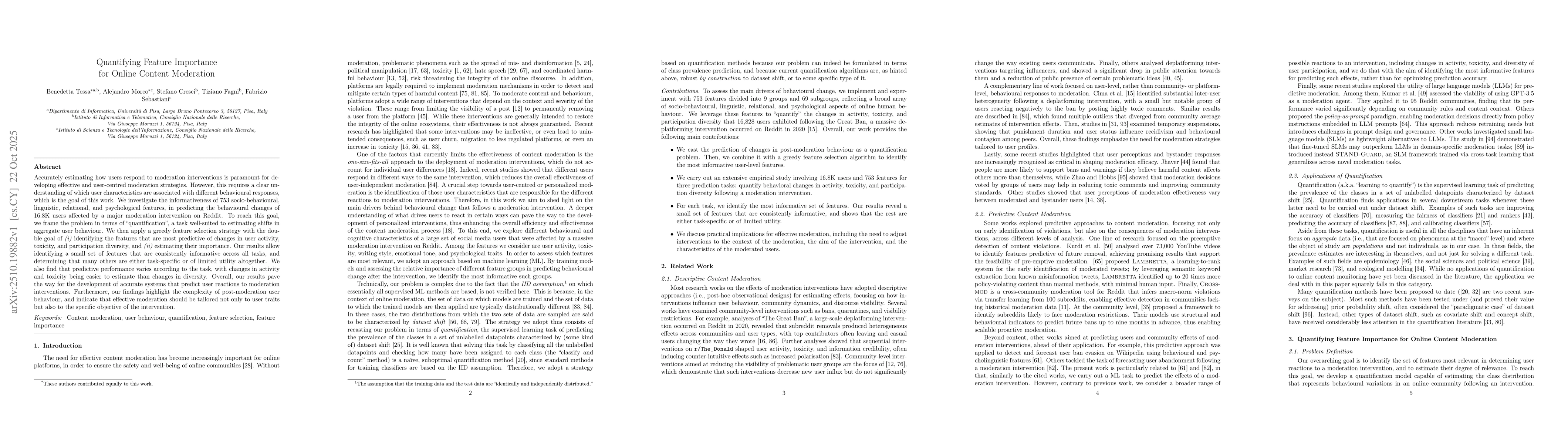 Thumbnail for Quantifying Feature Importance for Online Content Moderation