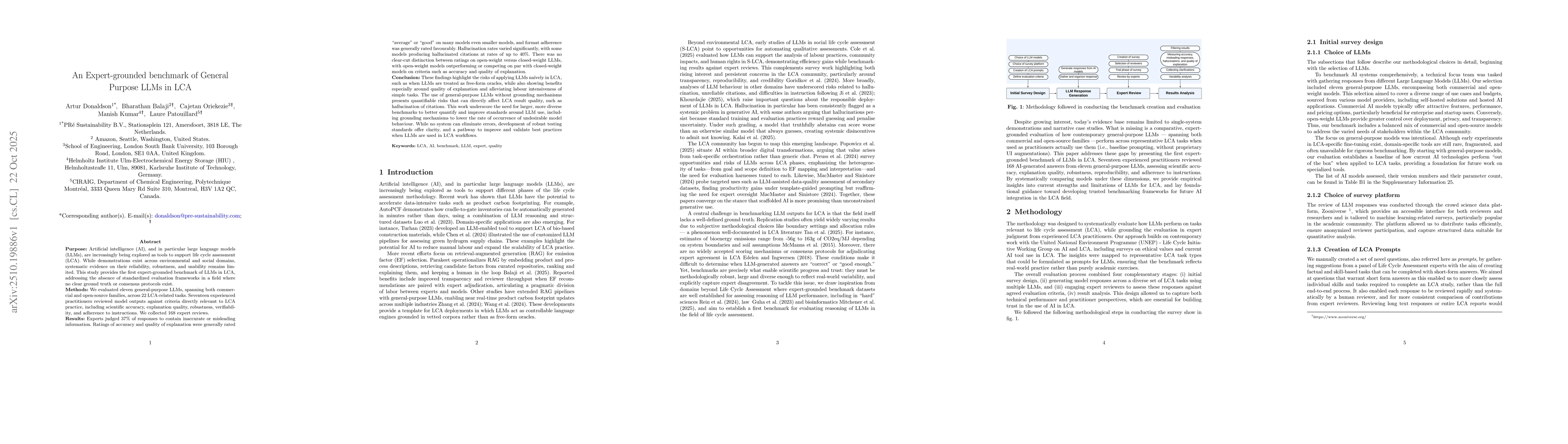 Thumbnail for An Expert-grounded benchmark of General Purpose LLMs in LCA