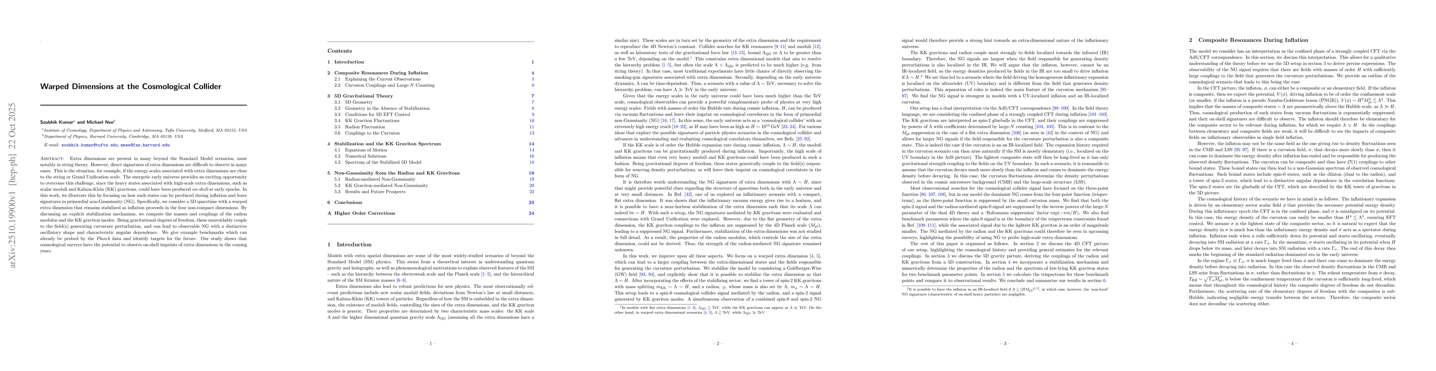 Thumbnail for Warped Dimensions at the Cosmological Collider