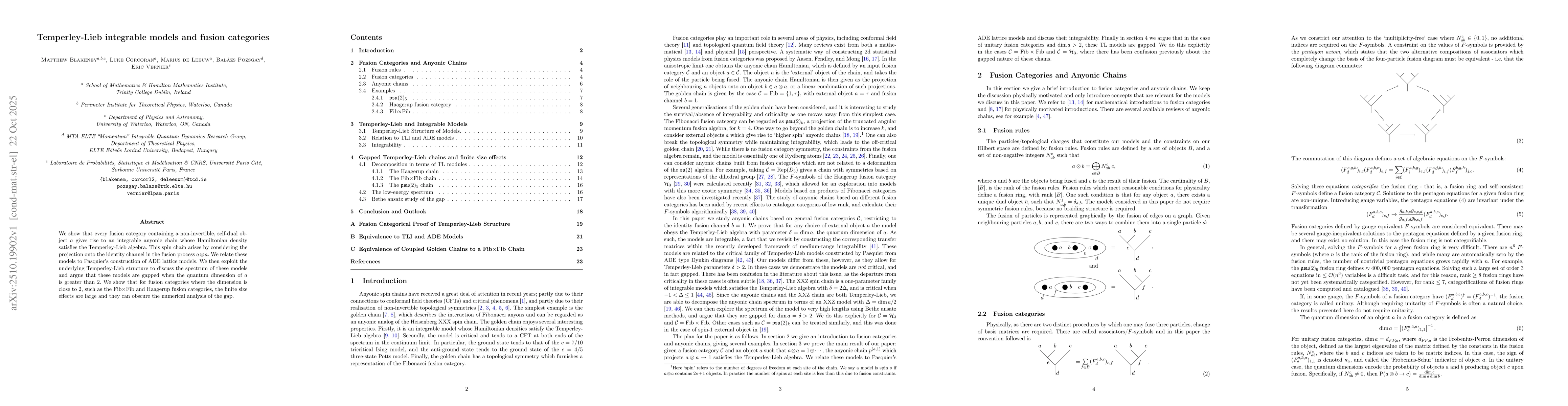 Thumbnail for Temperley-Lieb integrable models and fusion categories