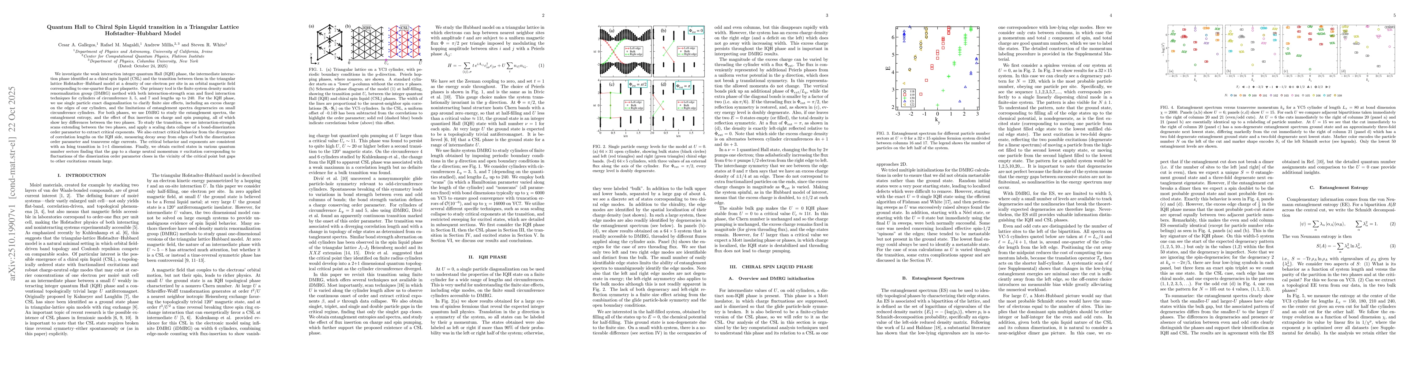 Thumbnail for Quantum Hall to Chiral Spin Liquid transition in a Triangular Lattice
  Hofstadter-Hubbard Model
