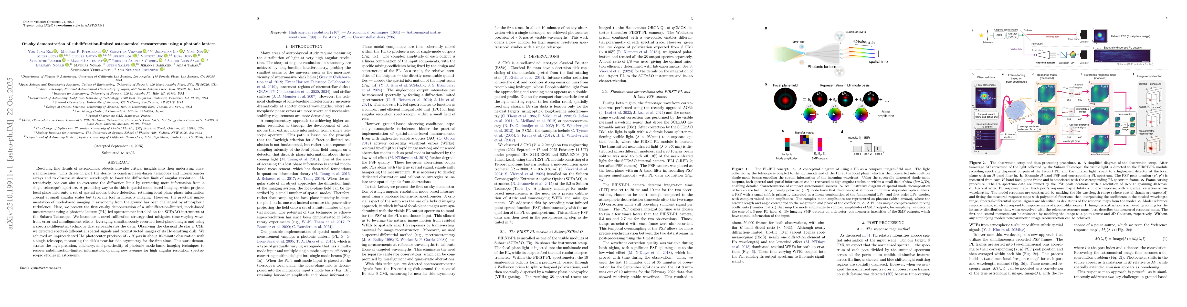 Thumbnail for On-sky Demonstration of Subdiffraction-limited Astronomical Measurement
  Using a Photonic Lantern